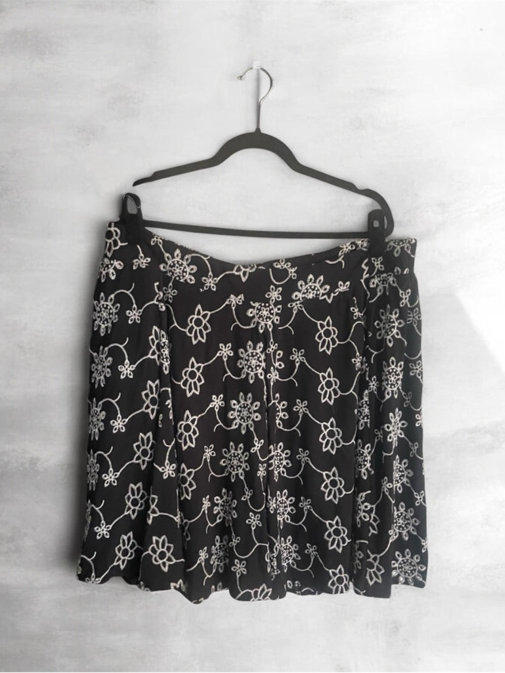 torrid Black Skater Skirt with White Floral Embroidery
